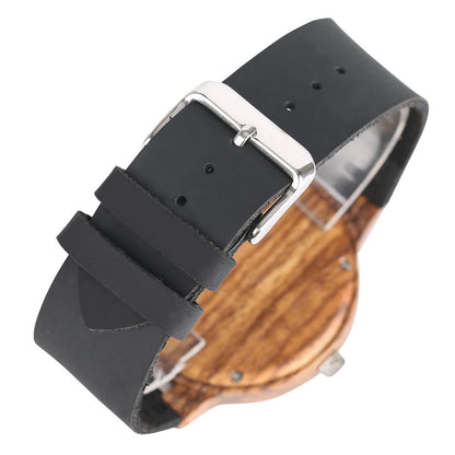 Reloj informal de madera para hombre con esfera de madera y hojas rotas