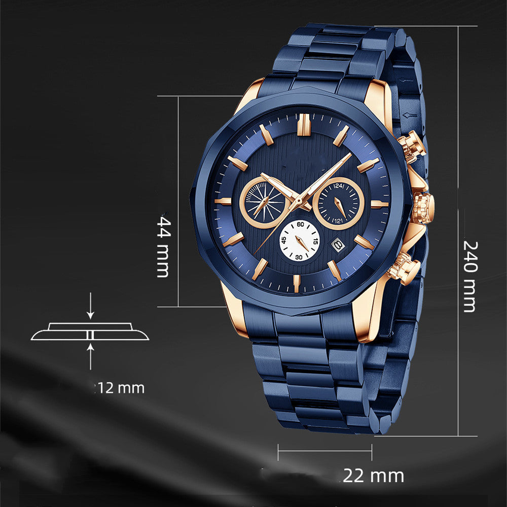 Reloj de cuarzo deportivo multifuncional de moda para hombre