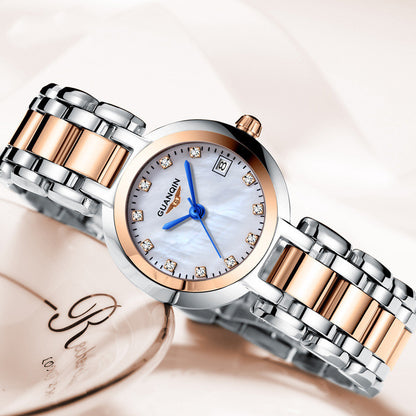 High-end ladies compact steel band watch