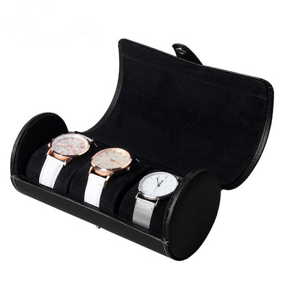 3-position Cylinder Watch Box Round Jewelry Storage Box Leather Watch Box Sub-watch Packaging Box