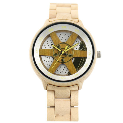 Leisure adult wood, wood and quartz watch