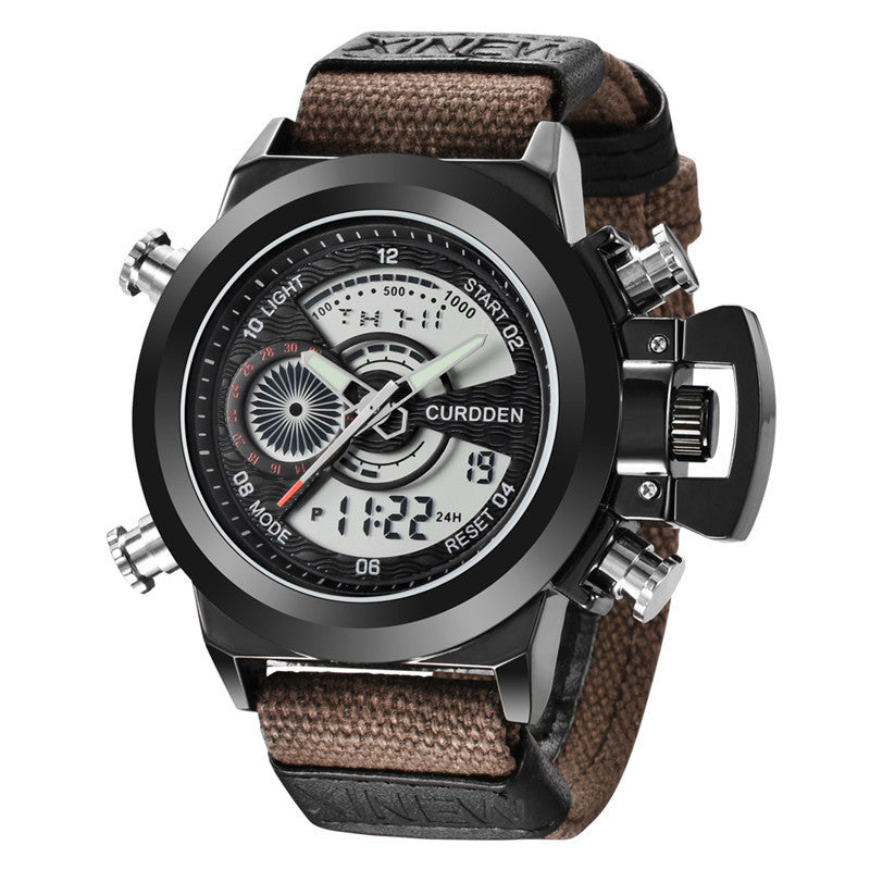 Reloj electrónico de doble pantalla con correa de nailon