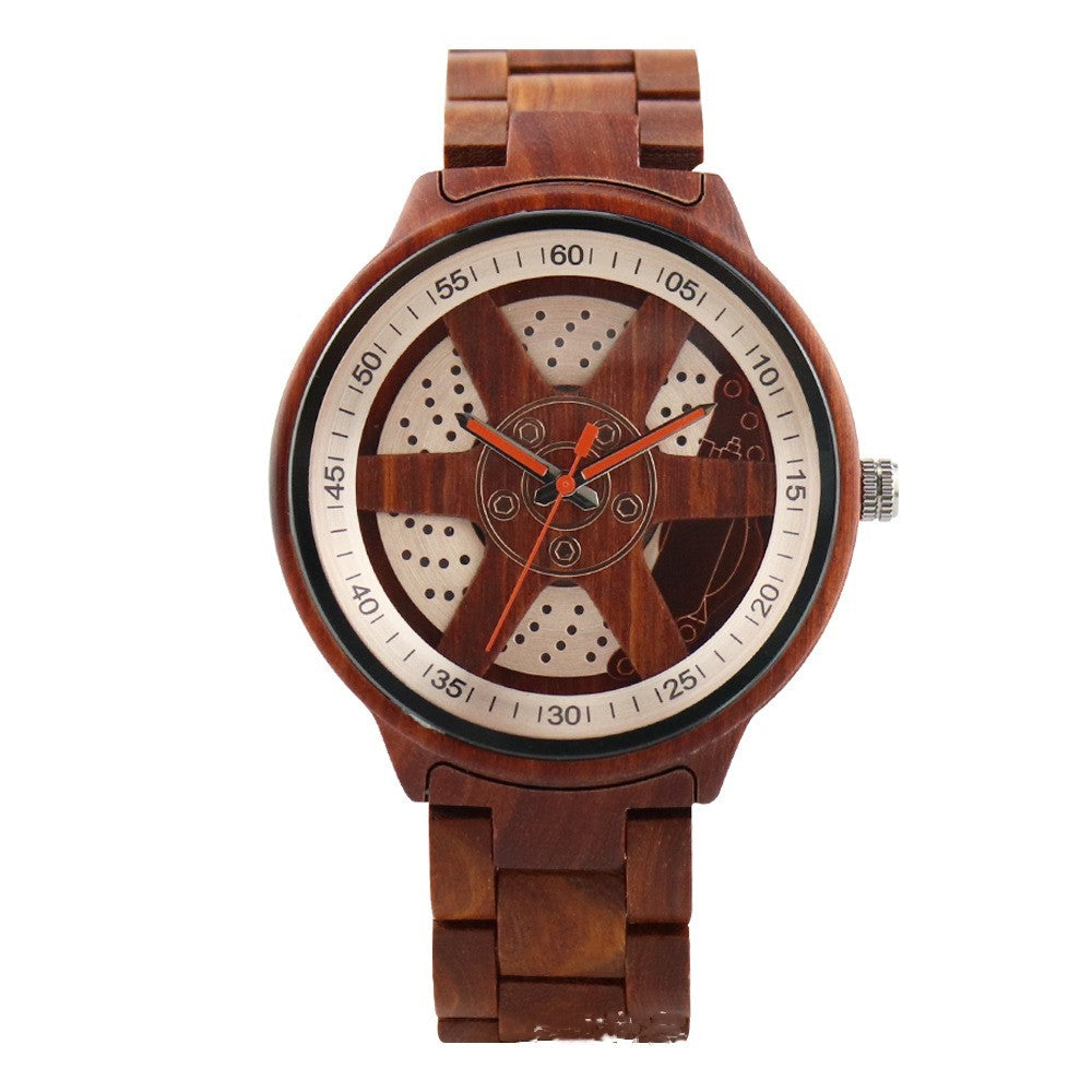 Leisure adult wood, wood and quartz watch