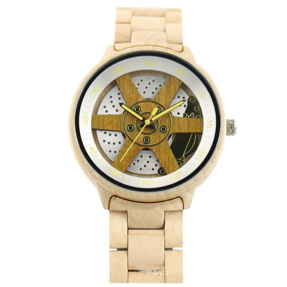 Leisure adult wood, wood and quartz watch