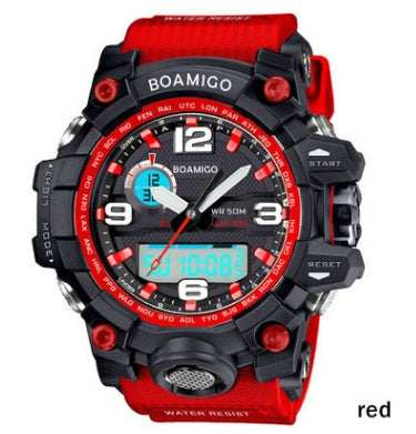 Relojes deportivos para hombre de la marca BOAMIGO, relojes de cuarzo electrónicos LED digitales analógicos con pantalla dual, reloj de natación resistente al agua hasta 50 m F5100 