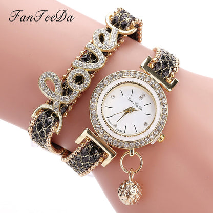 Relojes de pulsera para mujer de la marca FanTeeDa, reloj de diamantes de imitación para mujer, reloj de pulsera de moda para mujer, reloj femenino, regalo