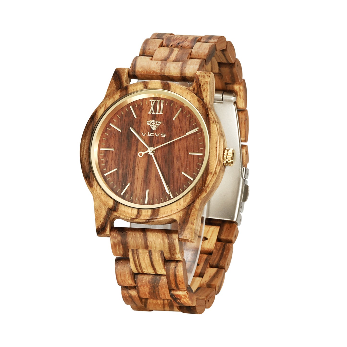 Reloj de cuarzo de madera Zebra Fashion