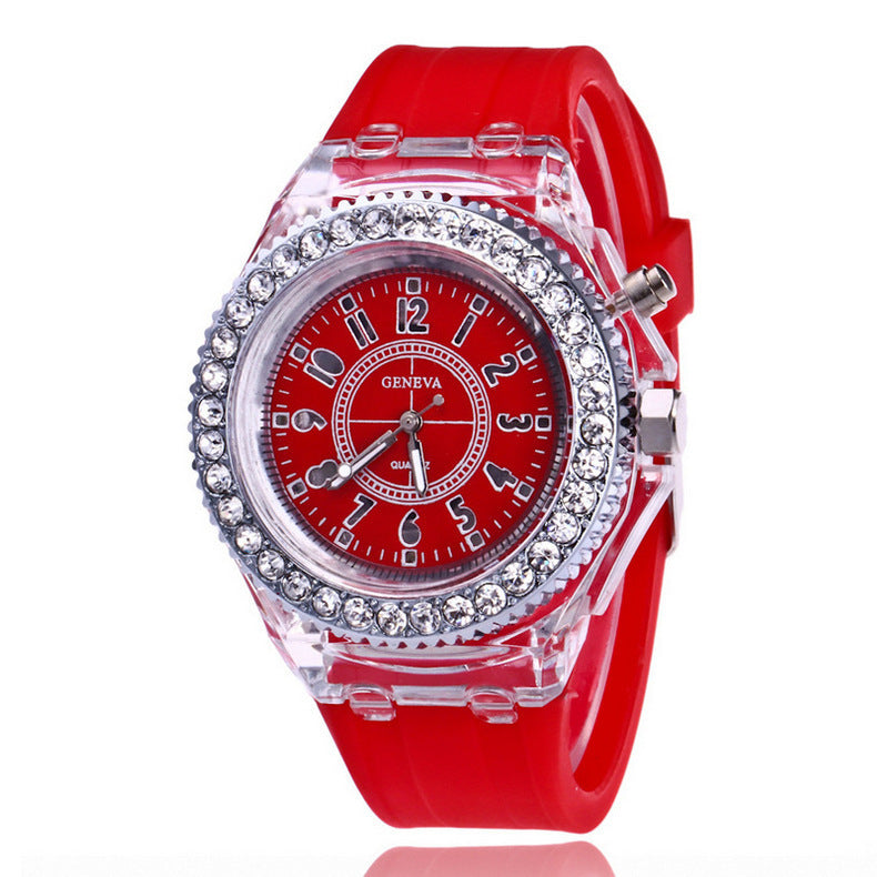 Relojes luminosos LED Geneva para mujer, relojes de cuarzo para mujer, relojes de pulsera de silicona para mujer