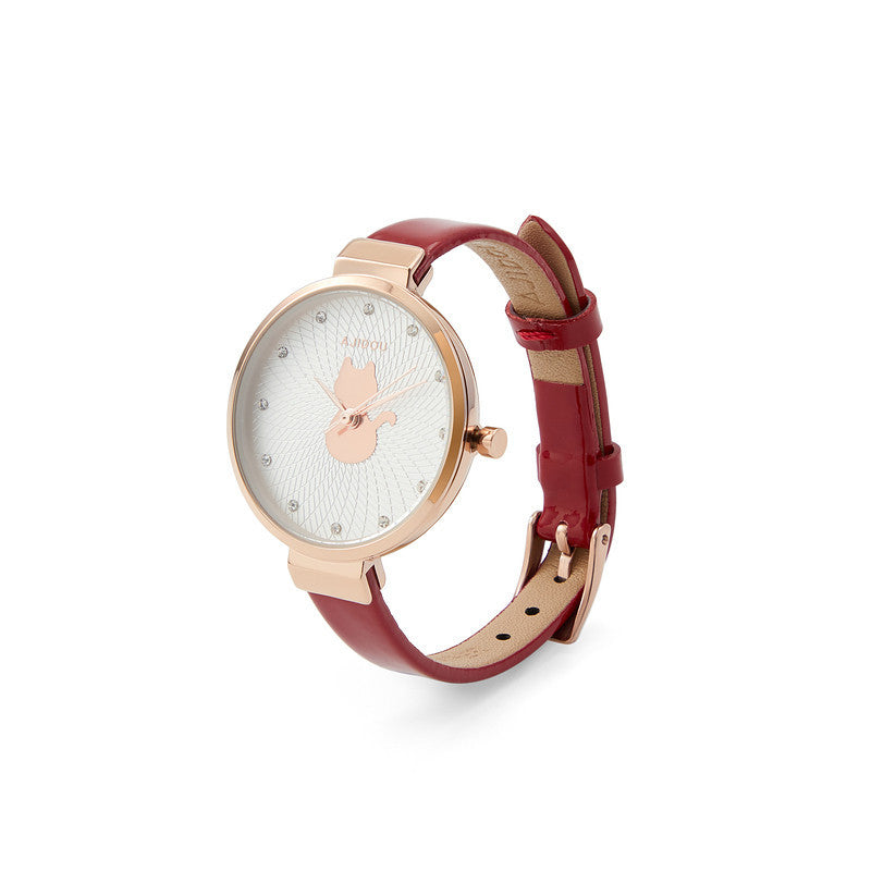 Reloj bonito con esfera de gato Simple, reloj de estudiante de dibujos animados para chica, reloj femenino de moda