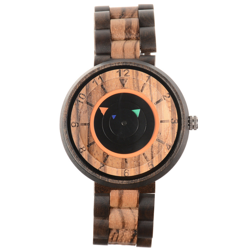 No Pointer Concept Quartz Watch Casual Personality Wood