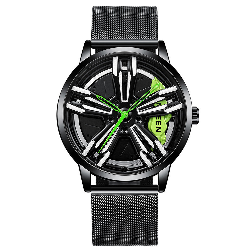 Reloj de locomotora para hombre con rueda tridimensional hueca