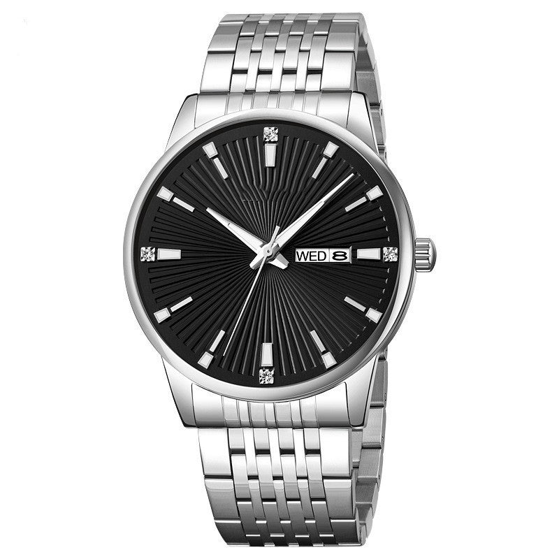 High-end Men's Quartz Watch Steel Belt Calendar Simple Authentic Men's Watch