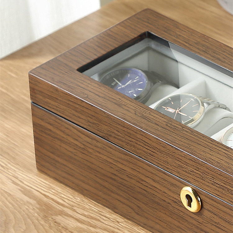 Glass Watch High-end Men's Simple Wooden Storage Box