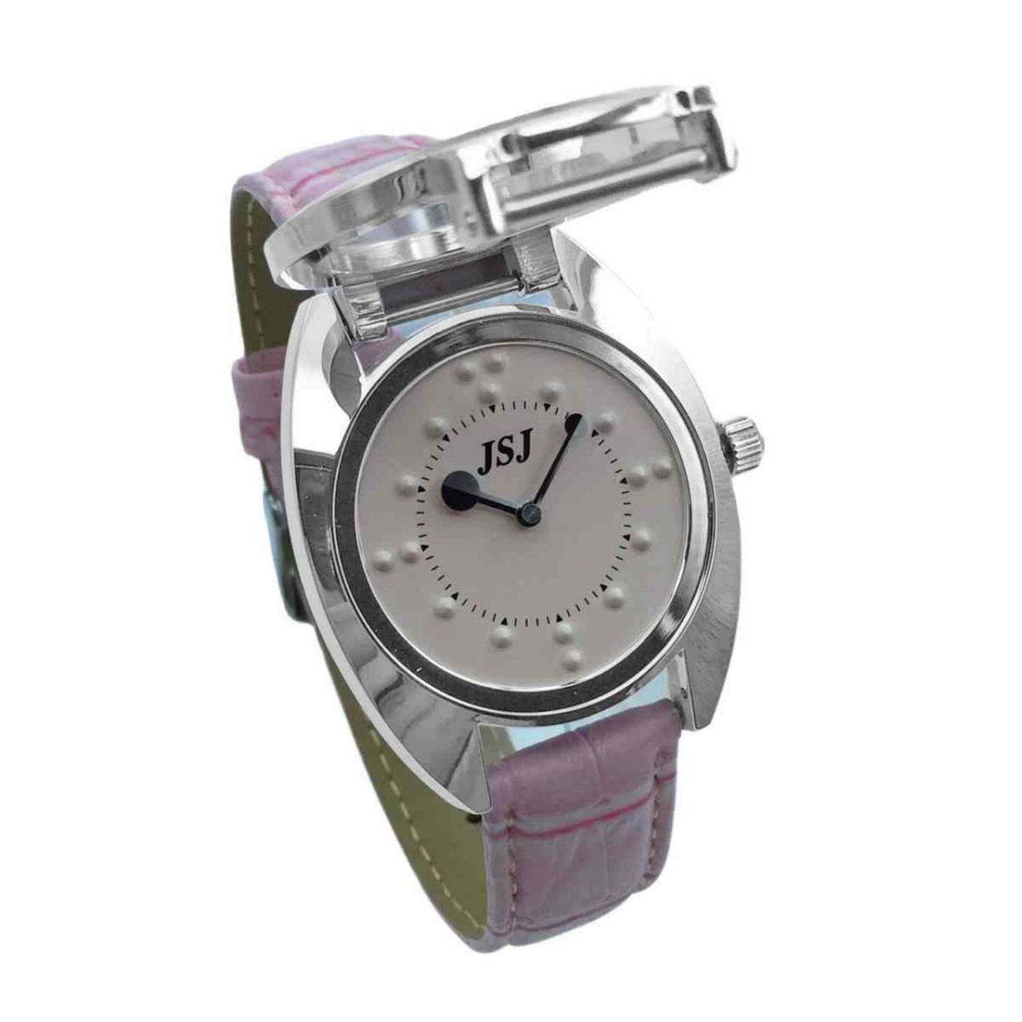 Reloj redondo con tapa abatible y tacto ciego