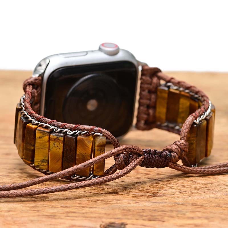 Pulsera con correa de reloj Heroism de moda para hombre con cadena de piedra de ojo de tigre rectangular