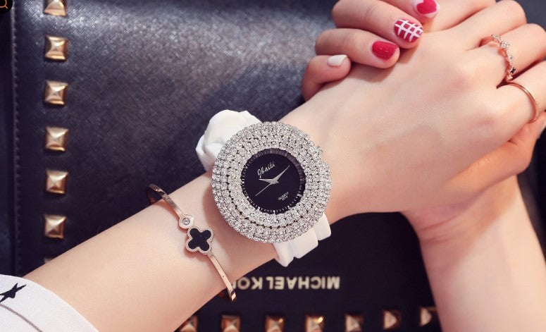 Nuevo reloj de silicona para mujer, estilo coreano, de alta gama, con diamantes y cielo estrellado