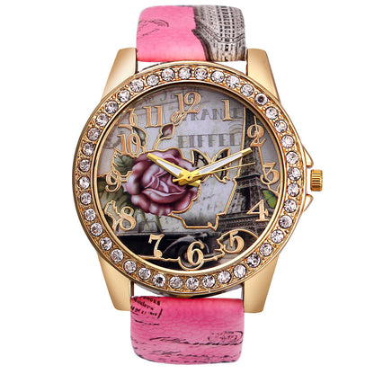 Reloj de cuarzo para mujer con empalme de dos colores y personalidad en versión coreana