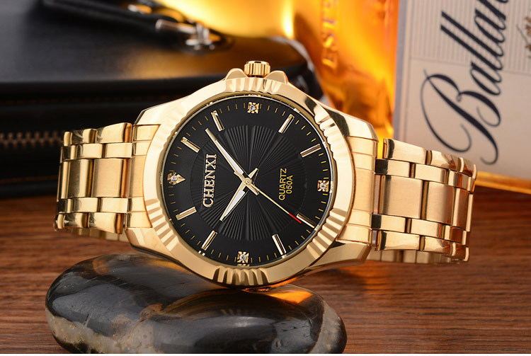 Relojes de vestir dorados para hombre de marca de lujo de acero inoxidable