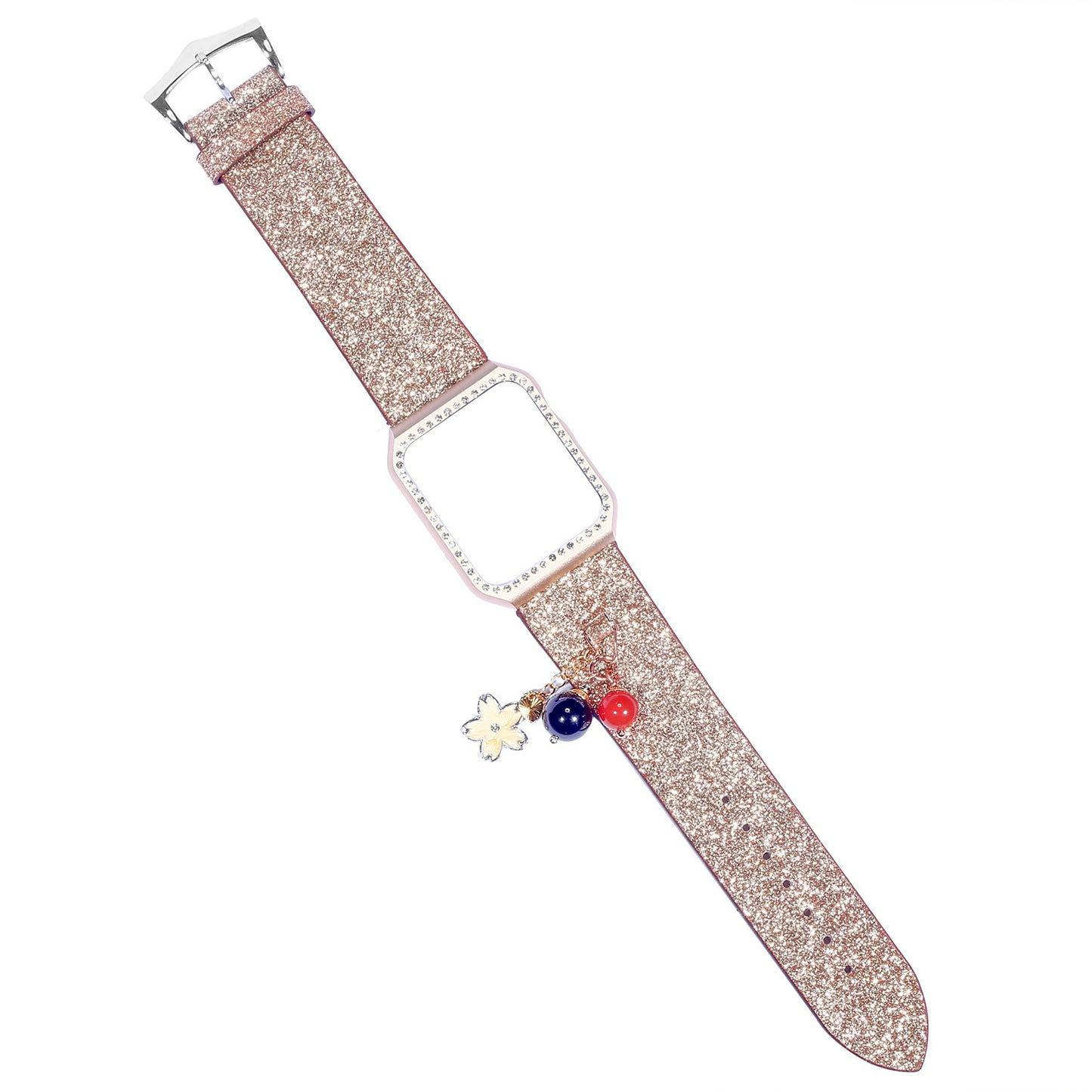 Smart Watch Glitter Sequin Star Ball Charm Leather Strap