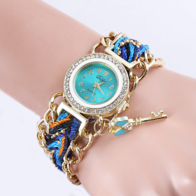 Reloj de pulsera de PU para mujer con cuerda trenzada Reloj para mujer