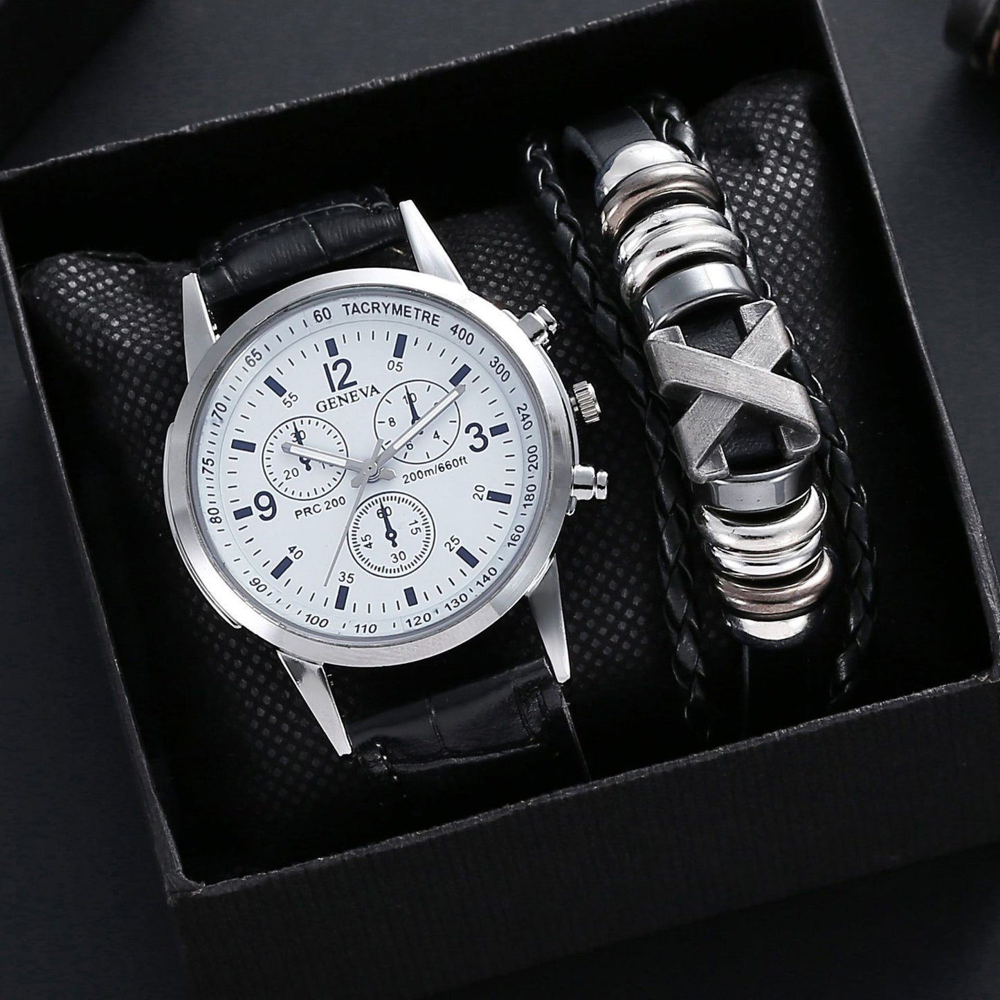 Reloj para hombre, 3 piezas, cristal de luz azul