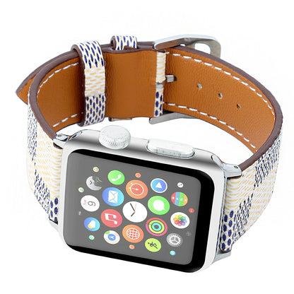 Compatible with Apple, Watch strap iwtch strap checkered iWatch leather watchband