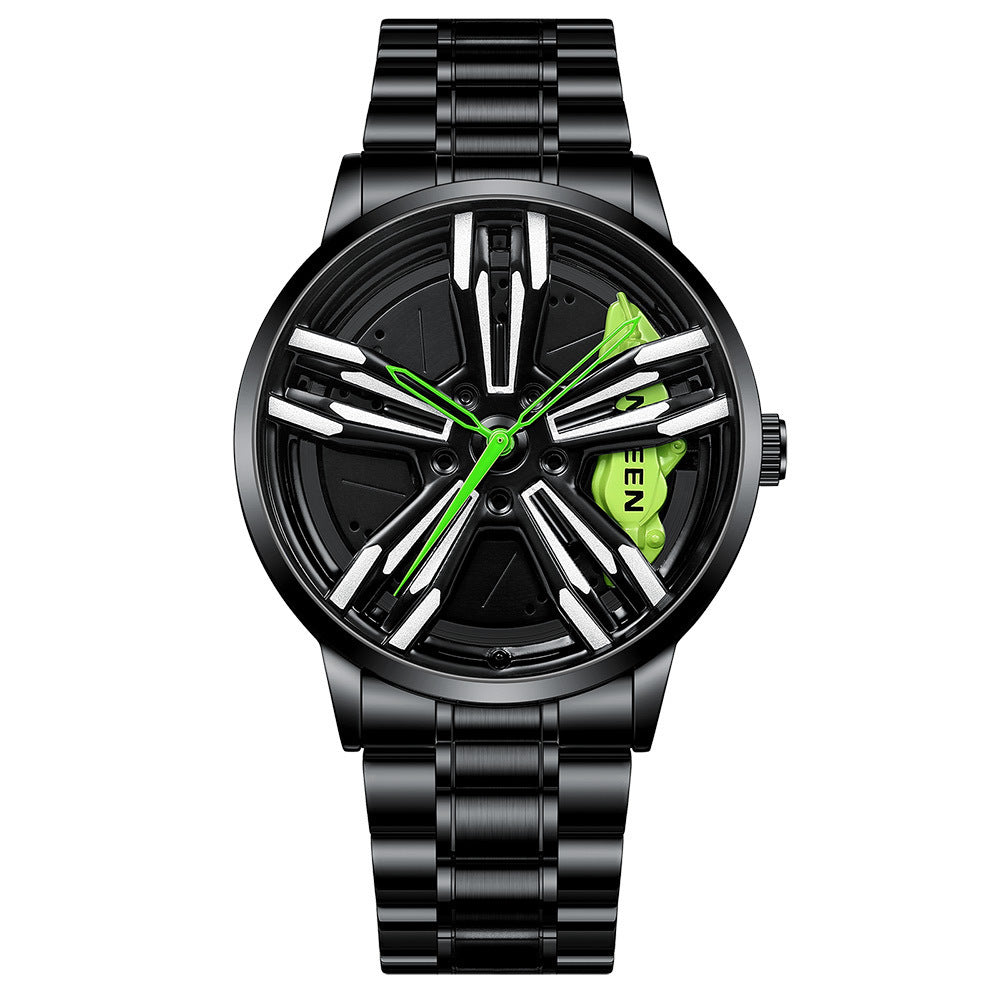 Reloj de locomotora para hombre con rueda tridimensional hueca