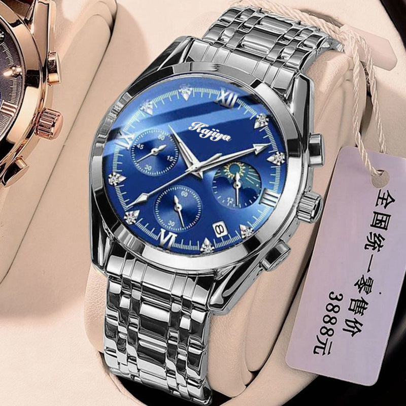Reloj deportivo de cuarzo con correa de acero y cuero de moda coreana