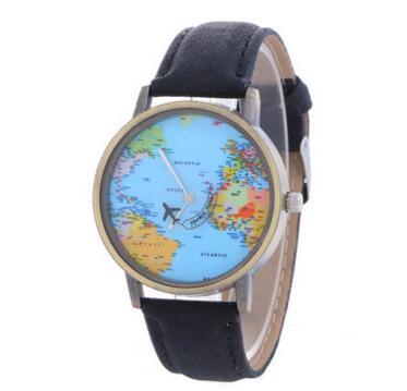 Canvas Band Map Dial Plate Watch