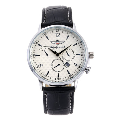 Reloj de cuarzo con correa y calendario sencillo para hombre