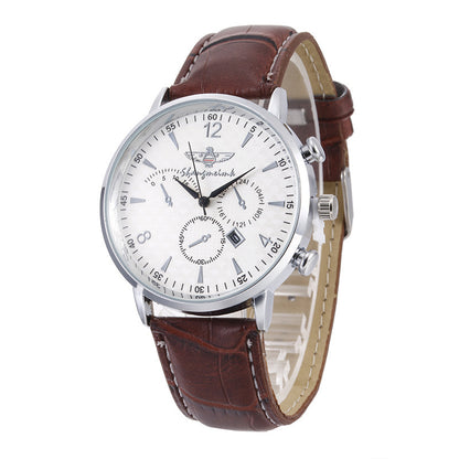 Reloj de cuarzo con correa y calendario sencillo para hombre