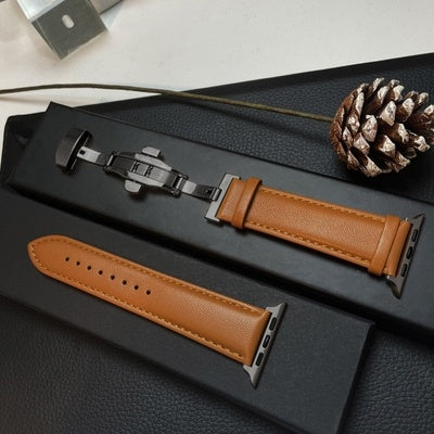 Leather Same Line Bow Buckle Premium Business Watchband