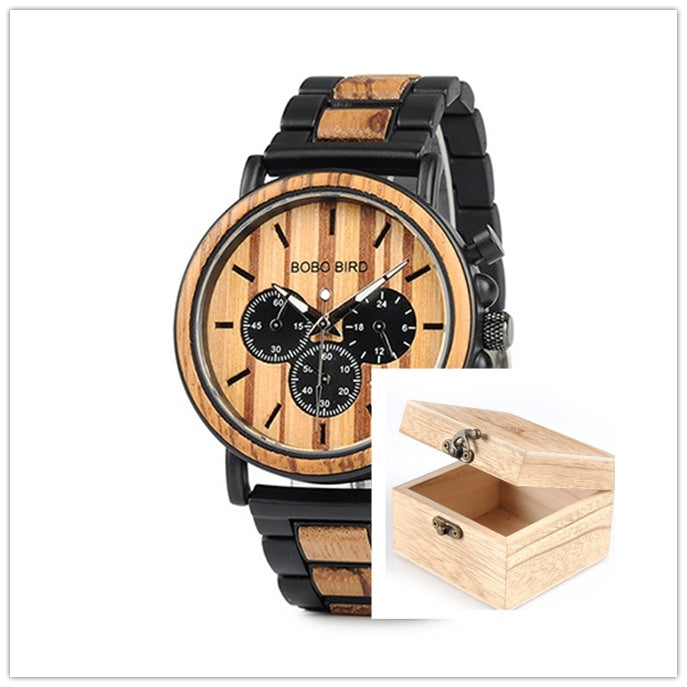 BOBO BIRD Relojes de madera para hombre, reloj masculino de primera marca de lujo, elegante reloj cronógrafo militar, un gran regalo para hombres OEM