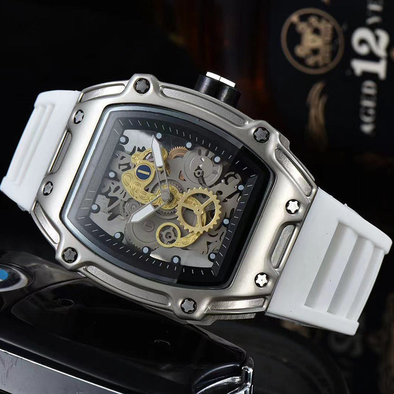 Two Hands Turn Dial Personalized Skeleton Transparent Quartz Watch