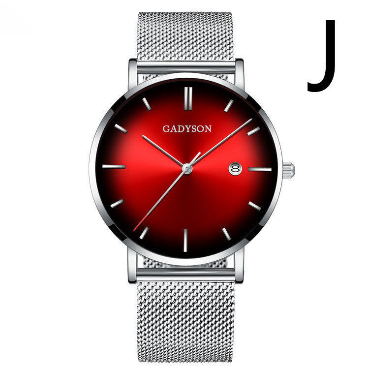 Reloj de acero de color sencillo para hombre, reloj de cuarzo degradado