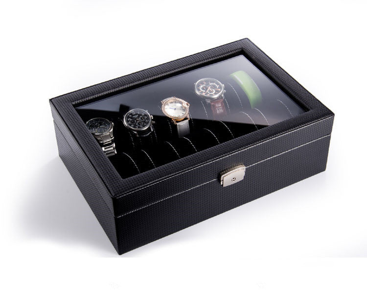 Carbon fiber leather 10 watch display box