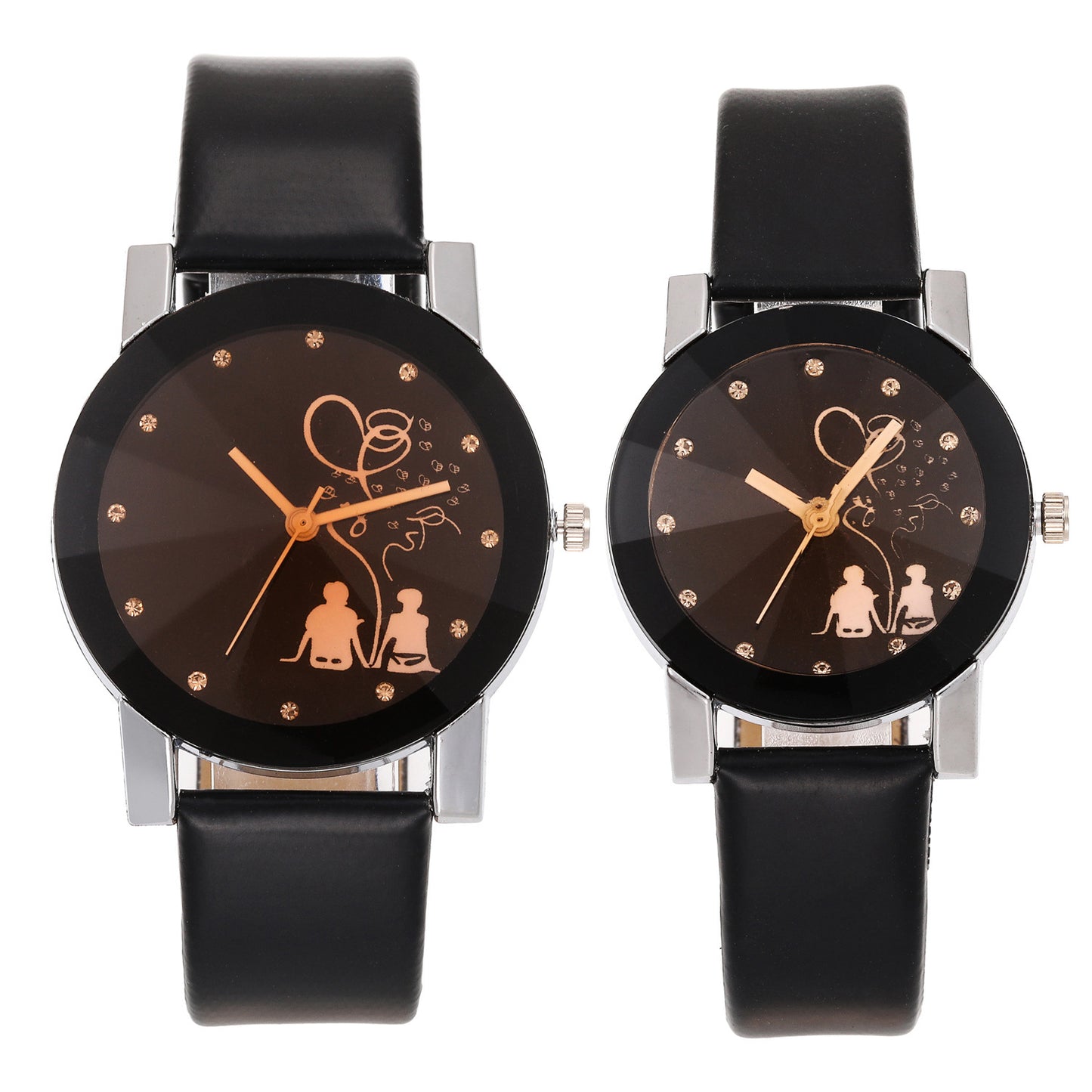 New Couple Quartz Trendy Belt Stylish Glossy Simple Elegant Women's Watch