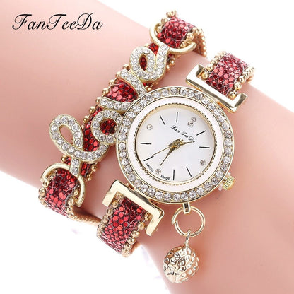 Relojes de pulsera para mujer de la marca FanTeeDa, reloj de diamantes de imitación para mujer, reloj de pulsera de moda para mujer, reloj femenino, regalo