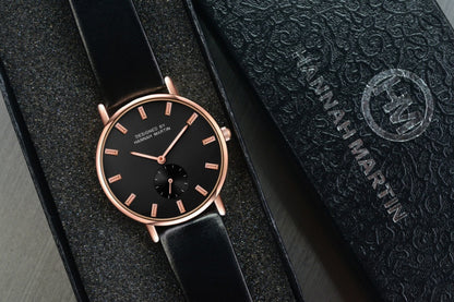 Hannah Martin Hannah Martin 2138 Reloj de cuarzo para mujer Reloj sencillo con segundos pequeños para mujer Correa de nailon