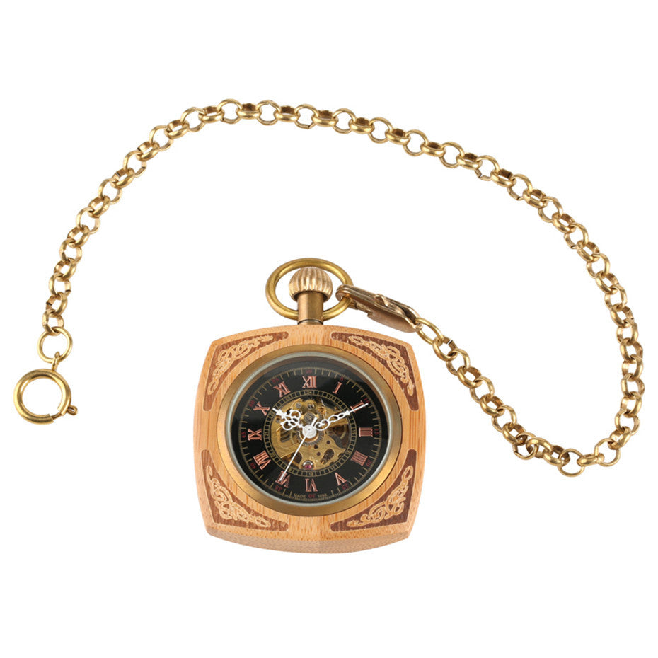 Reloj de bolsillo romano de caoba