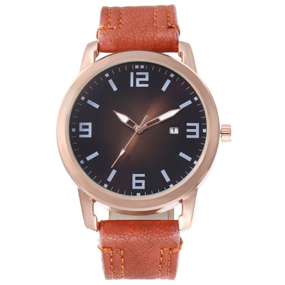 Men's calendar leisure Pu with Watch