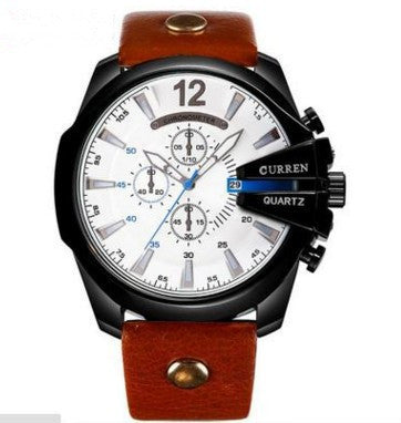 Reloj de hombre de tres esferas decorado con esfera grande y estilo moderno