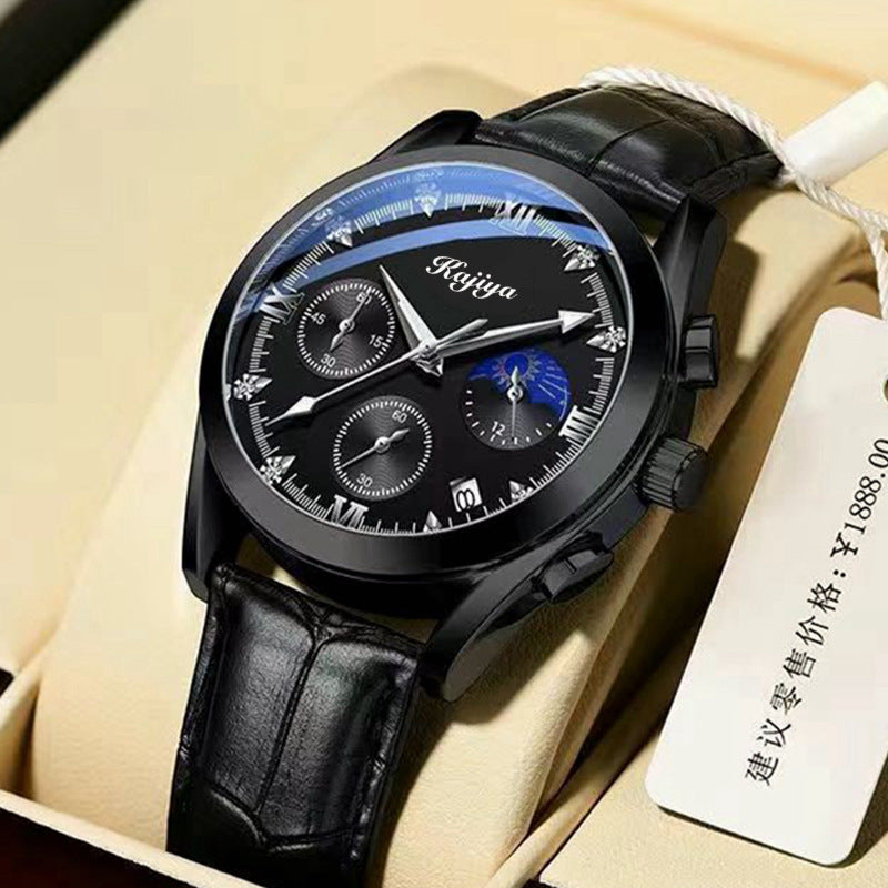 Reloj deportivo de cuarzo con correa de acero y cuero de moda coreana