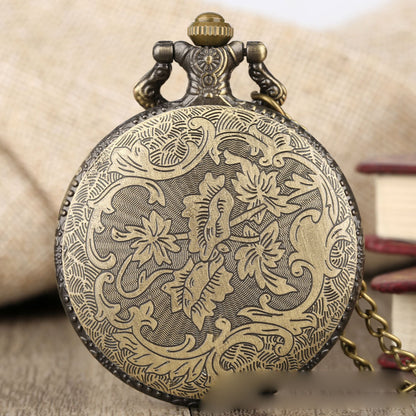 Classic Vintage Horse Pattern Quartz Large Pocket Watch