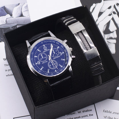 Reloj de pulsera de cristal con luz azul para hombre