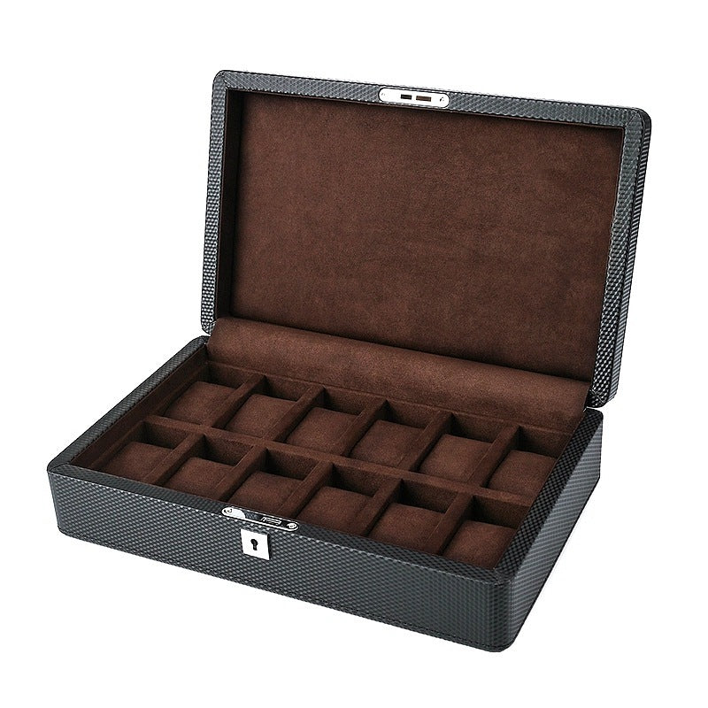 Carbon Fiber Leather Simple Style Watch Storage Box