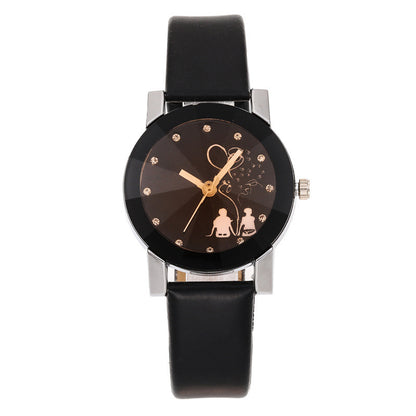 New Couple Quartz Trendy Belt Stylish Glossy Simple Elegant Women's Watch