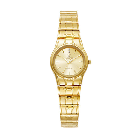 LIEBIG L1023 Round Dial Analogue Quartz Wrist Watch Couple Watch with Stainless Steel Strap - Gold Dial / Women