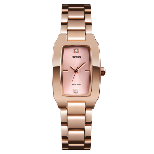 SKMEI 1400 Classic Quartz Ladies Watch Rhinestone Decor Zinc Alloy Wrist Watch - Rose Gold