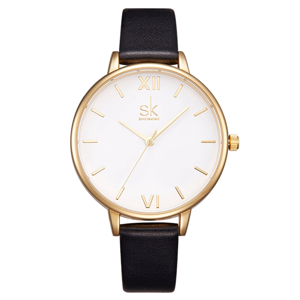 SK Fashionable Women's Quartz Watch with Precise Time Display for Teen Girls Daily Use - Grey